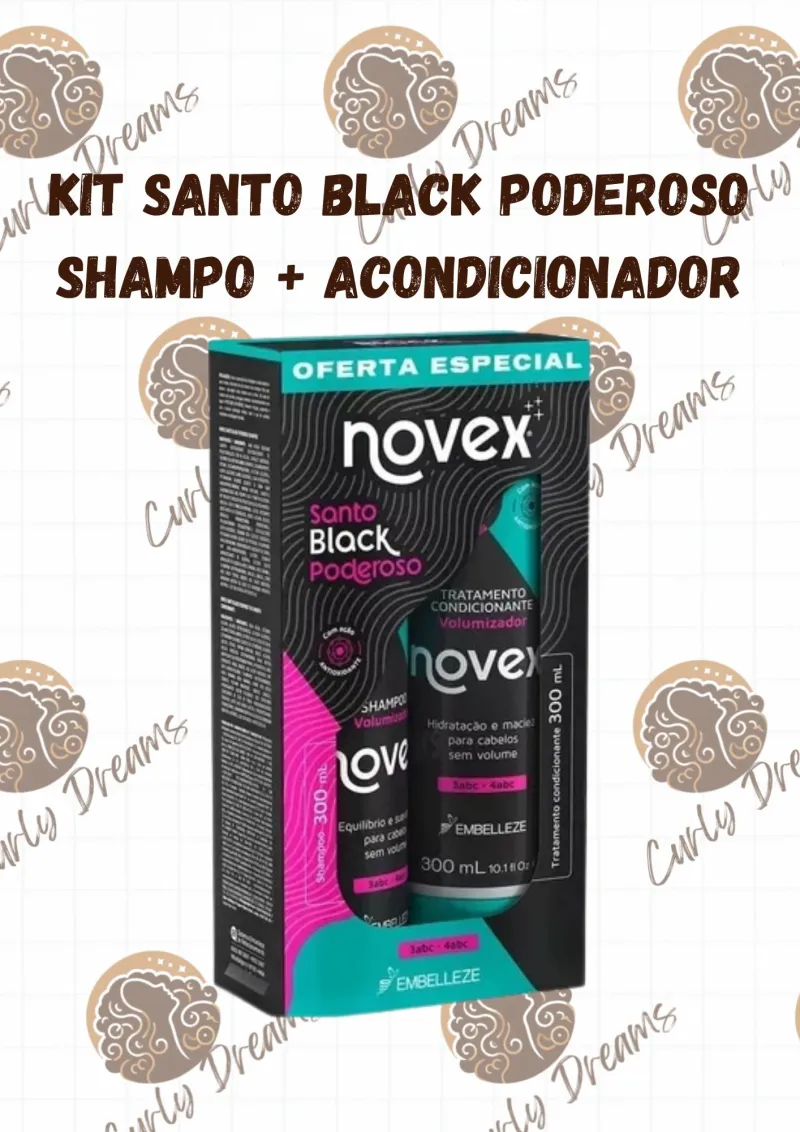 Kit Novex Santo Black Poderoso (Shampoo + Acondicionador de 300 ml)
